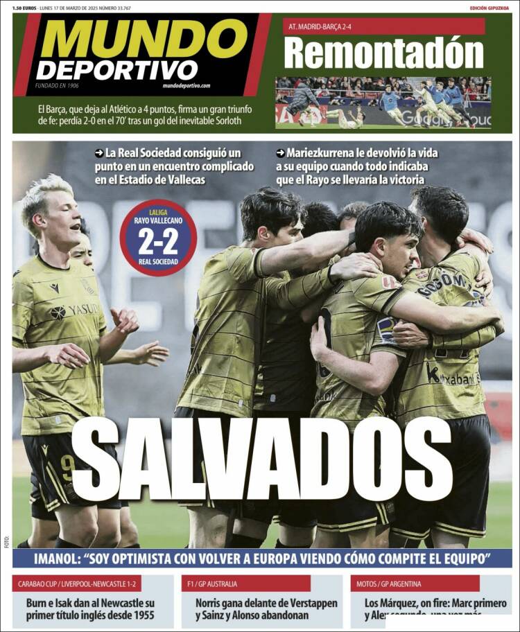 Portada de Mundo Deportivo Gipuzkoa (España)