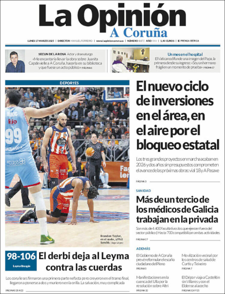 Portada de La Opinión de A Coruña (España)