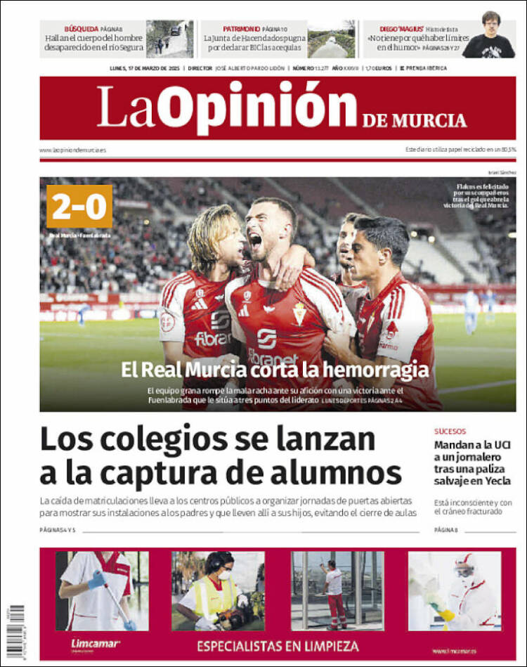 Portada de La Opinión de Murcia (España)