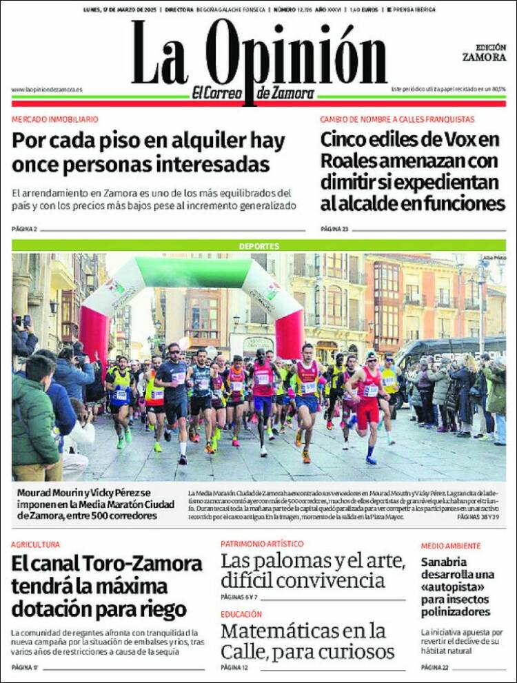 Portada de La Opinión - El Correo de Zamora (España)