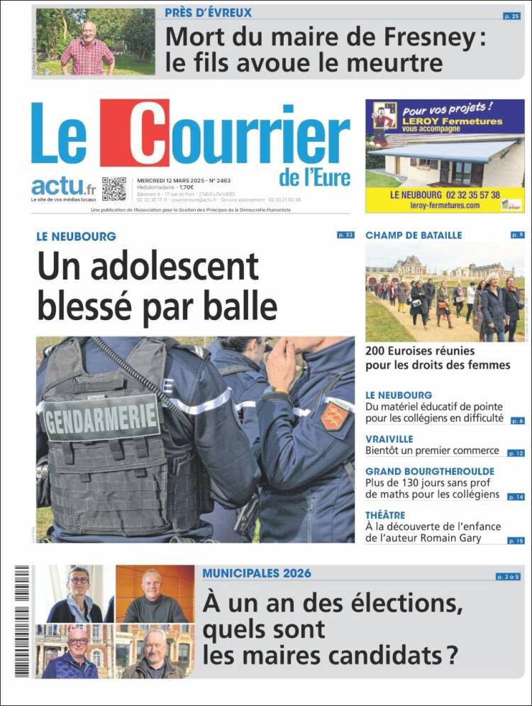 Portada de Le Courrier de l'Ouest (Francia)