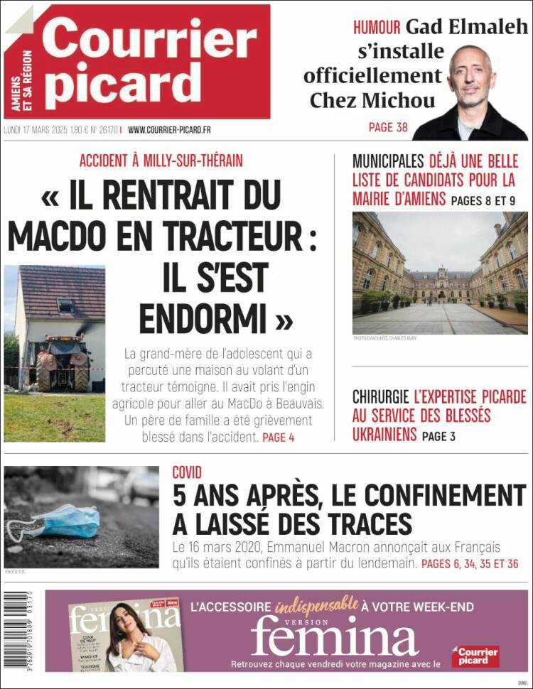 Portada de Courrier Picard (Francia)