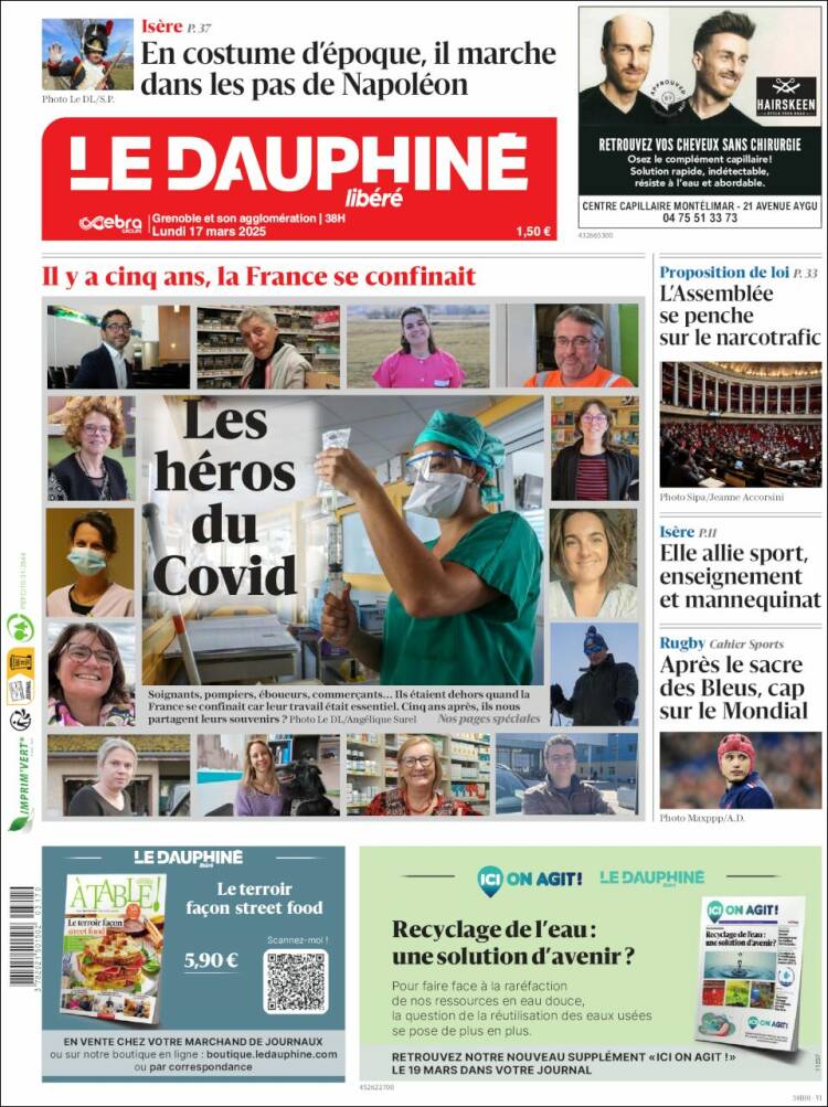 Portada de Le Dauphiné Libéré (Francia)