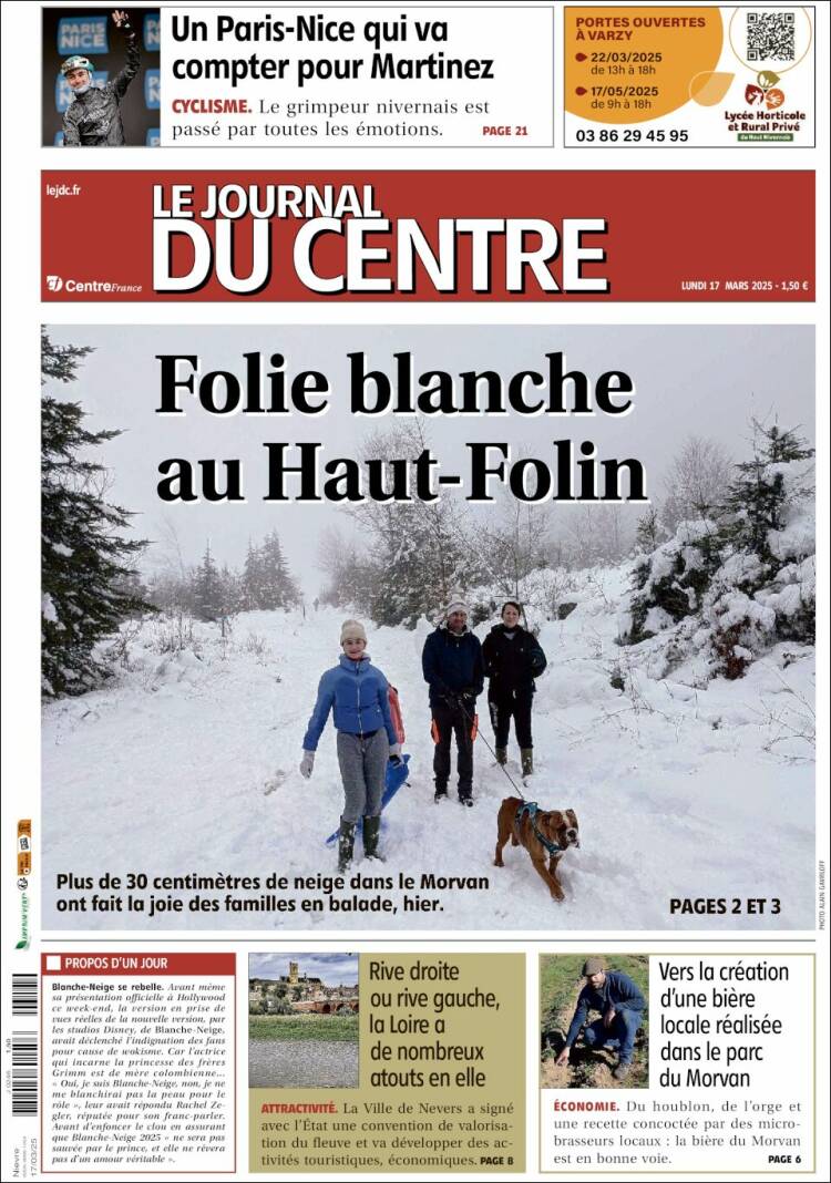 Portada de Le Journal du Centre (Francia)