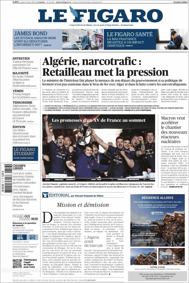 Portada de Le Figaro (Francia)