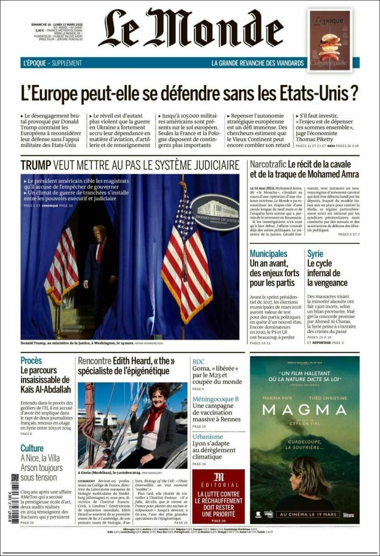 Portada de Le Monde (Francia)