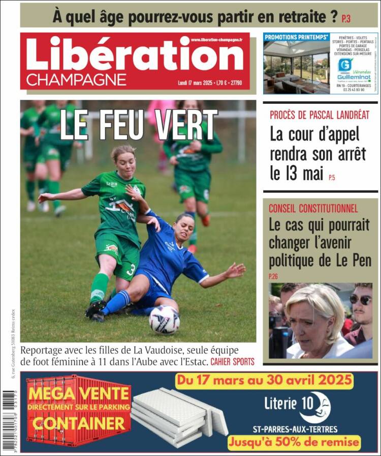 Portada de Libération Champagne (Francia)