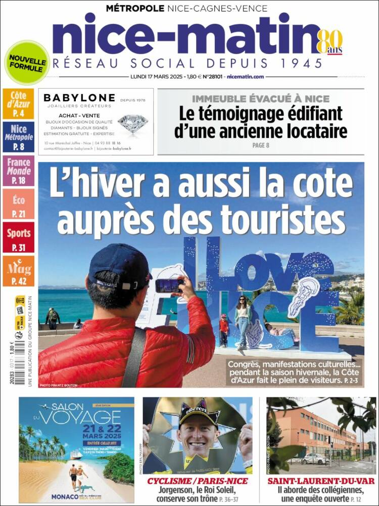 Portada de Nice-Matin (Francia)