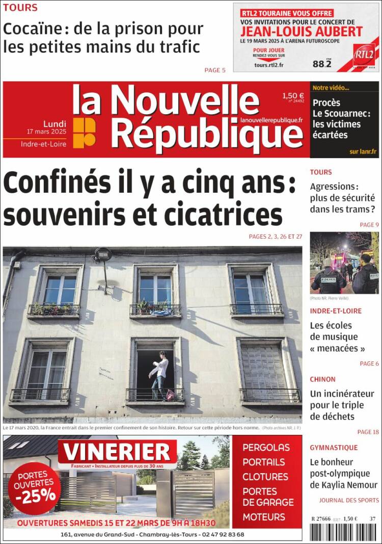 Portada de La Nouvelle Republique (Francia)