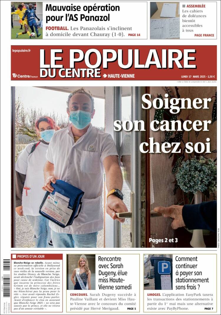 Portada de Le Populaire du Centre (Francia)