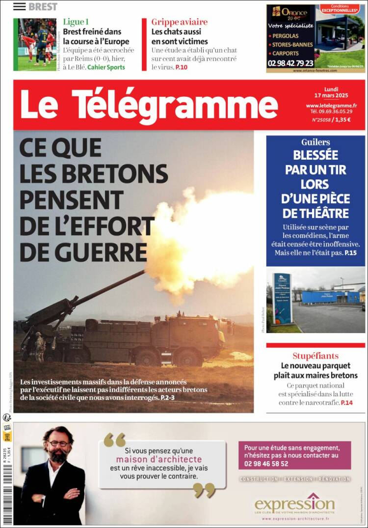 Portada de Télégramme (Francia)