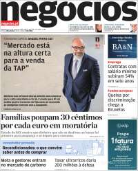 Portada de Jornal de Negócios (Portugal)