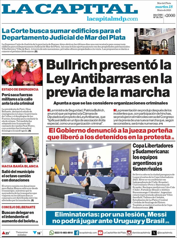 Portada de Diario La Capital - Mar del Plata (Argentina)