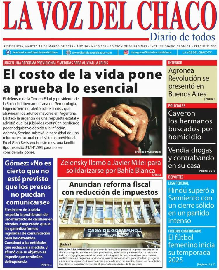 Portada de La Voz del Chaco (Argentina)