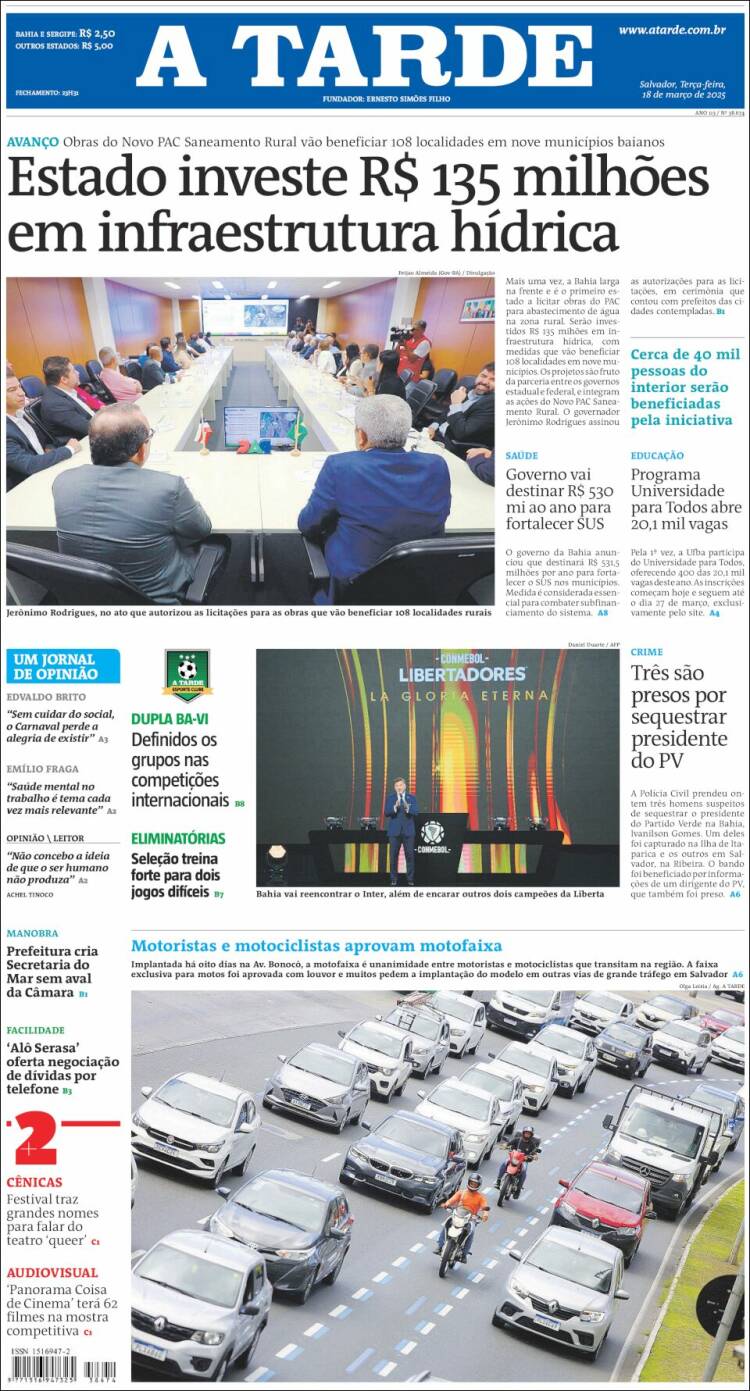 Portada de Diário A Tarde (Brasil)