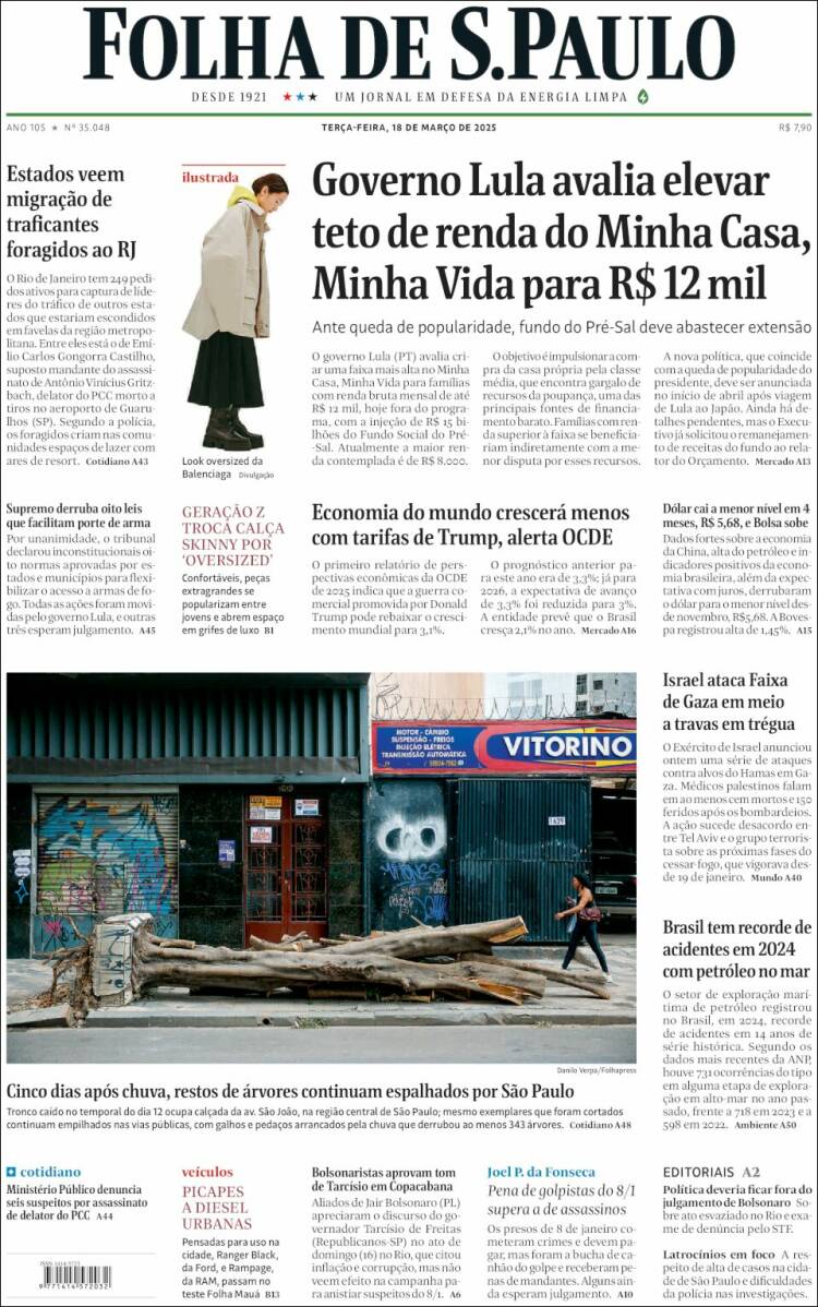 Portada de Folha de São Paulo (Brasil)