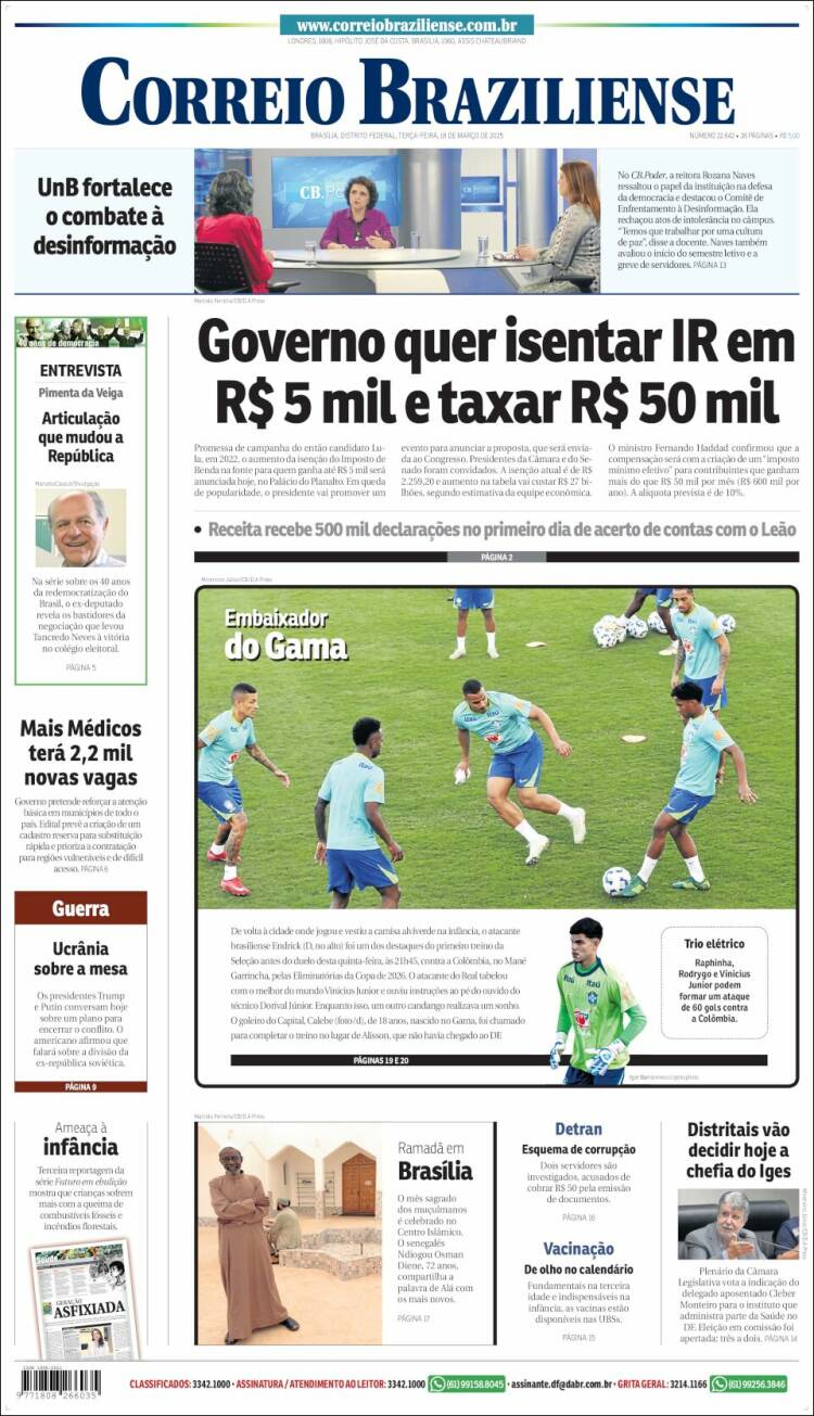 Portada de Correio Braziliense (Brasil)