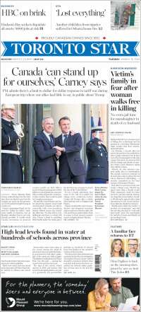 Portada de The Toronto Star (Canadá)