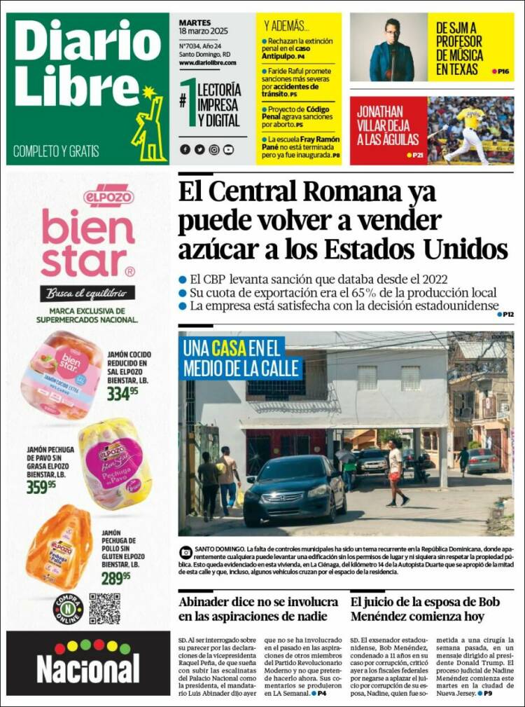 Portada de Diario Libre (R. Dominicana)