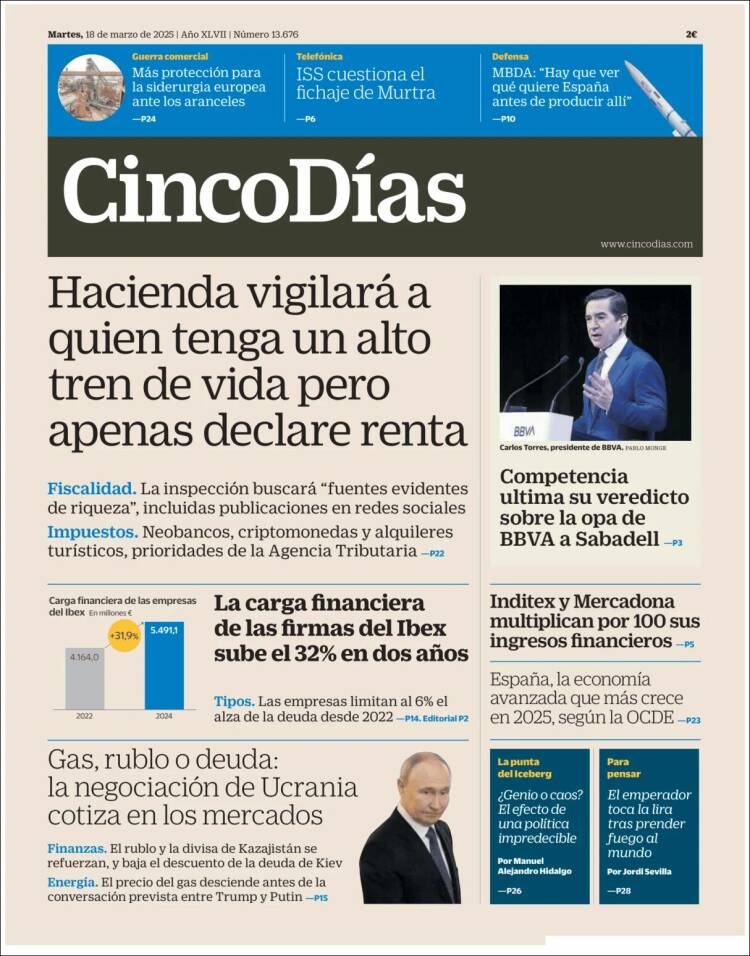 Portada de Cinco Días (Espa&ntilde;a)
