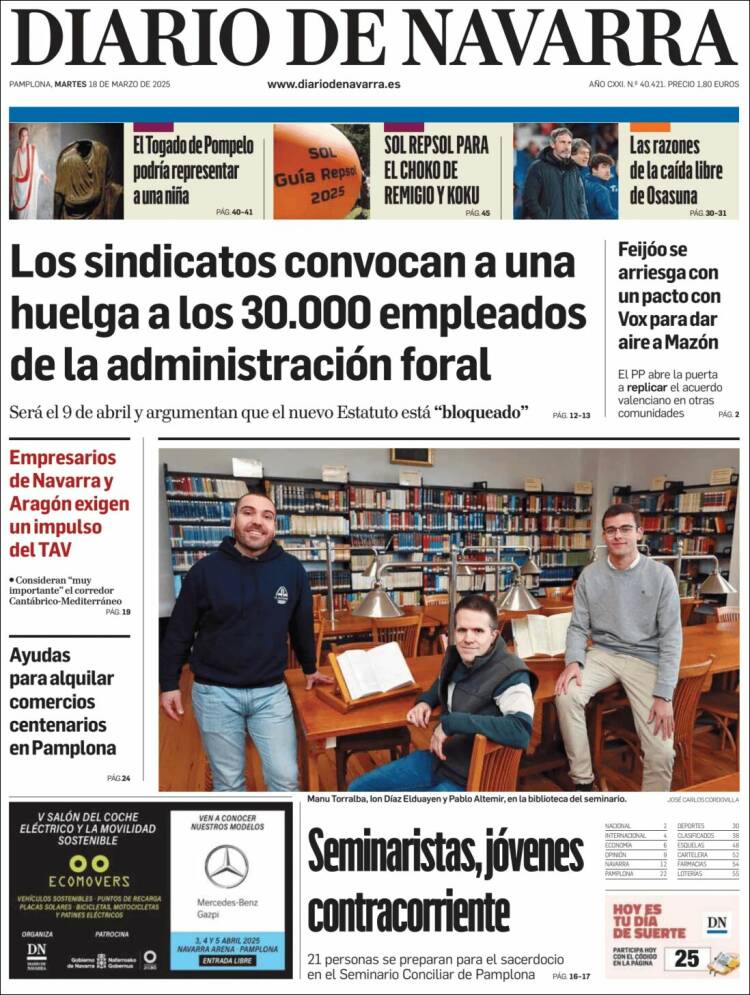 Portada de Diario de Navarra (España)