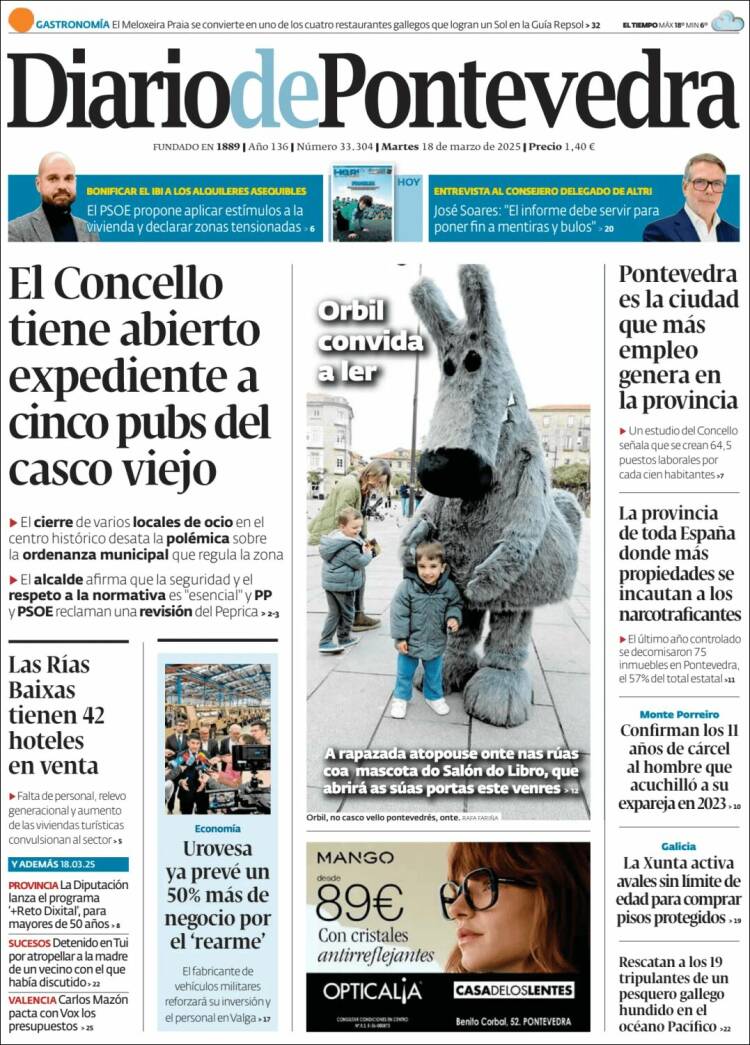 Portada de Diario de Pontevedra (España)