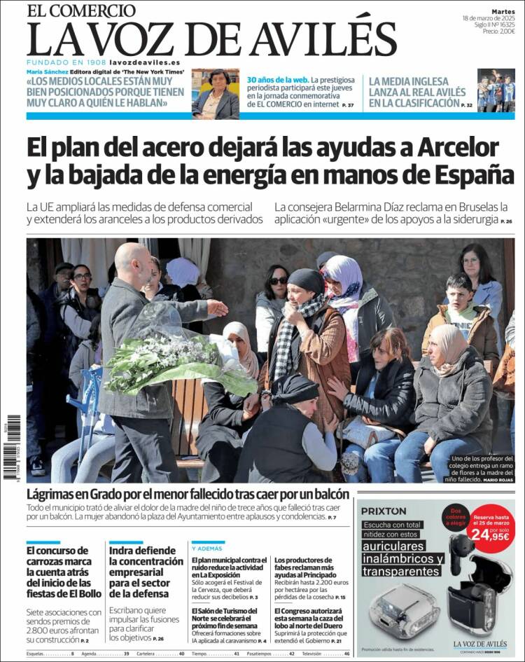 Portada de El Comercio - Avilés (España)