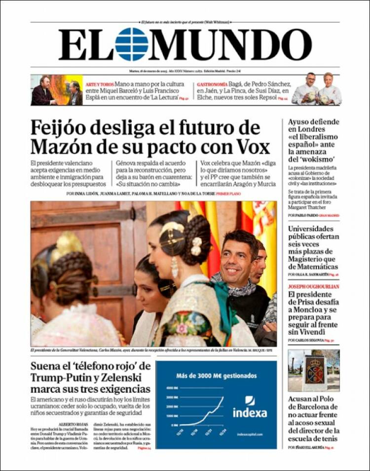 Portada de El Mundo (España)