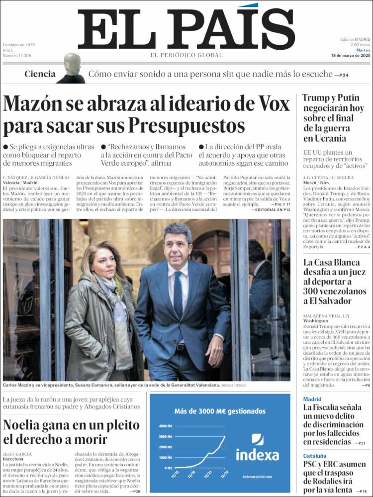 Portada de El País (España)