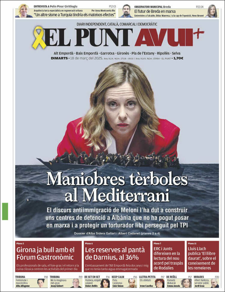 Portada de El Punt Avui - Girona (España)