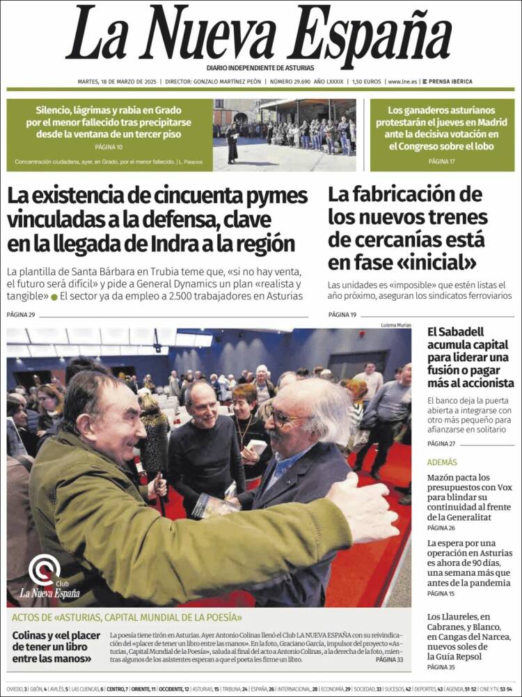 Portada de La Nueva España (España)