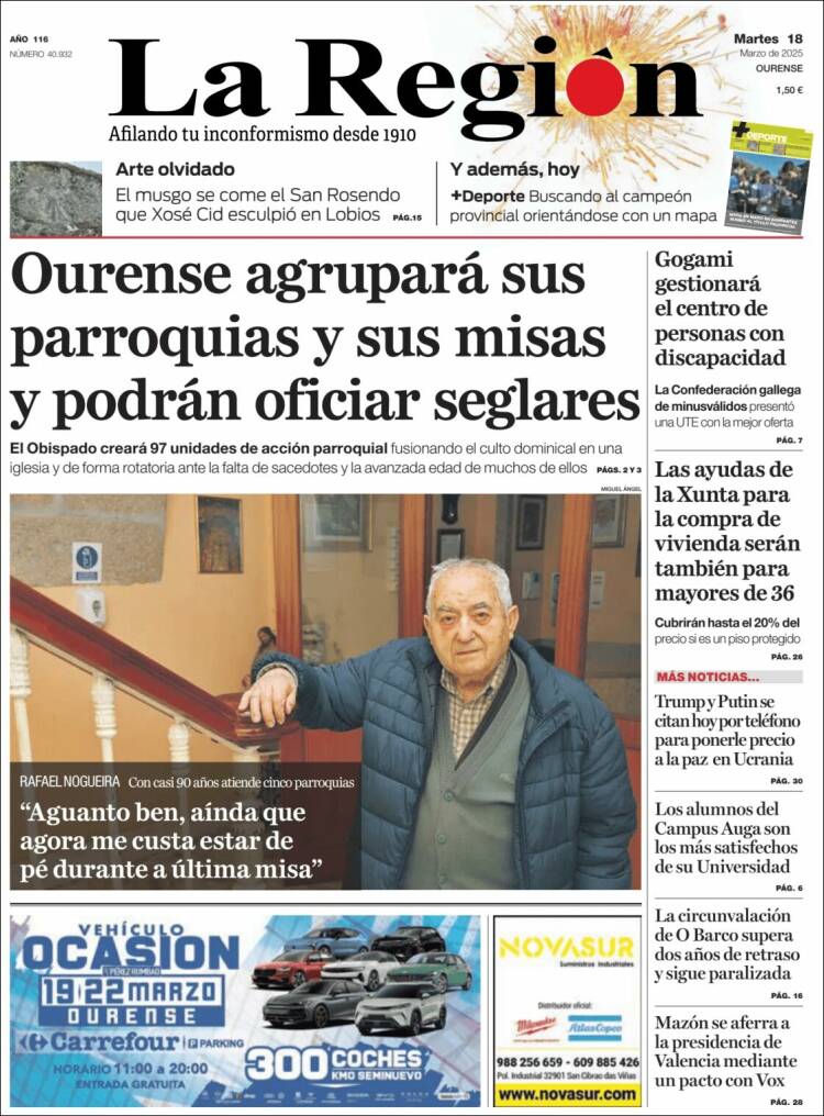 Portada de La Región de Ourense (España)