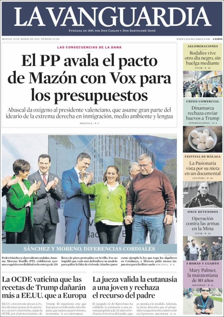 Portada de La Vanguardia (España)