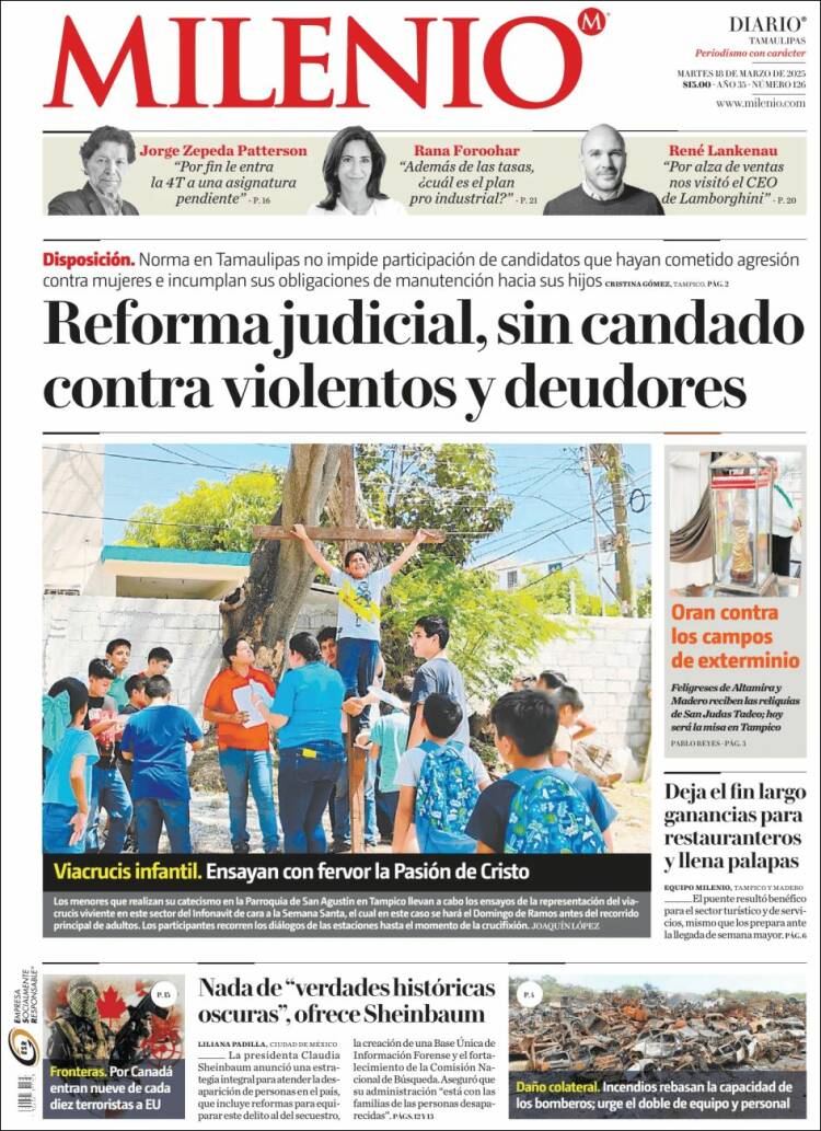 Portada de Milenio - Tamaulipas (México)