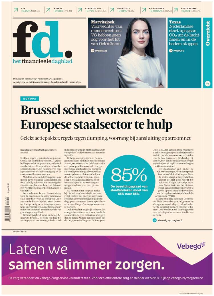 Portada de Het Financieele Dagblad (Pa&iacute;ses Bajos)