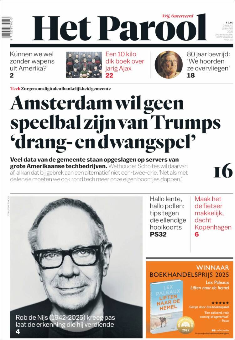 Portada de Het Parool (Pa&iacute;ses Bajos)