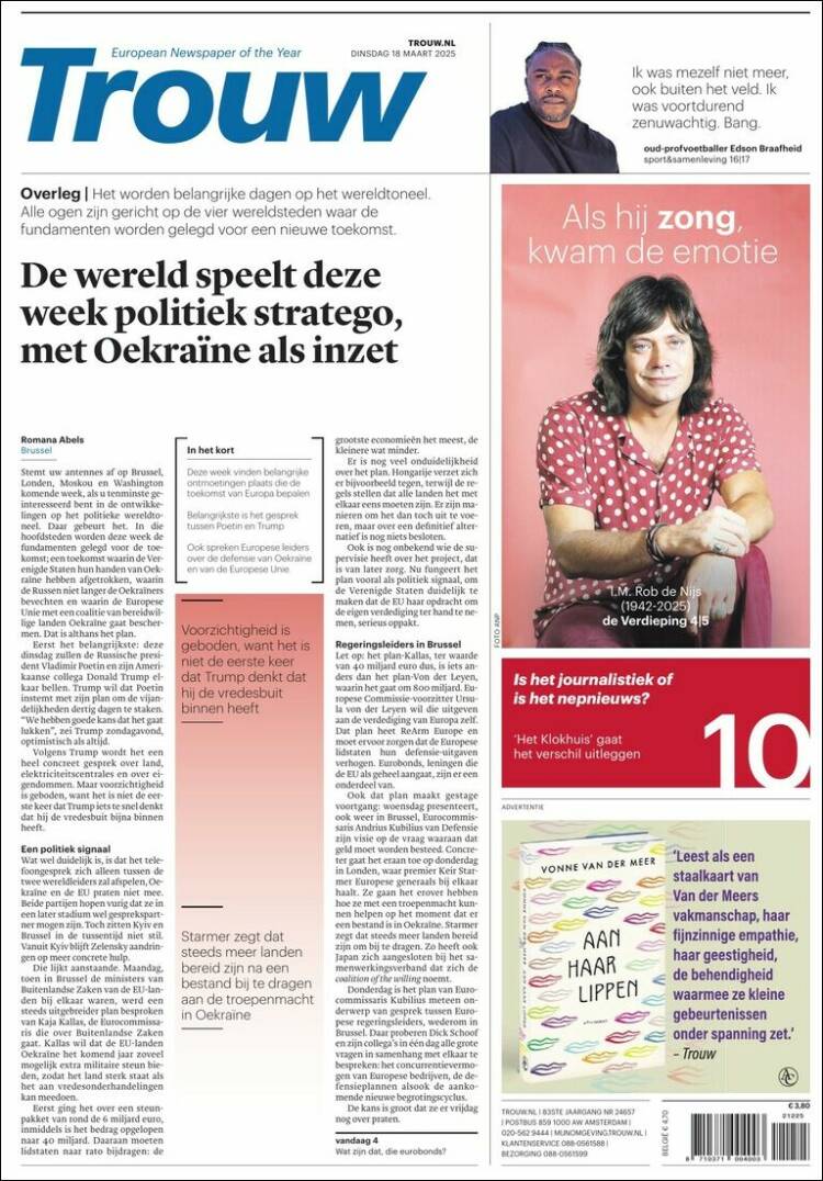 Portada de Trouw (Pa&iacute;ses Bajos)