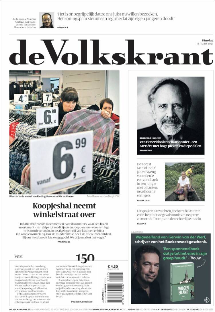 Portada de De Volkskrant (Pa&iacute;ses Bajos)
