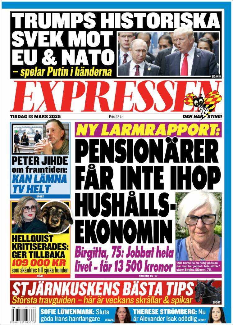 Portada de Expressen (Suecia)