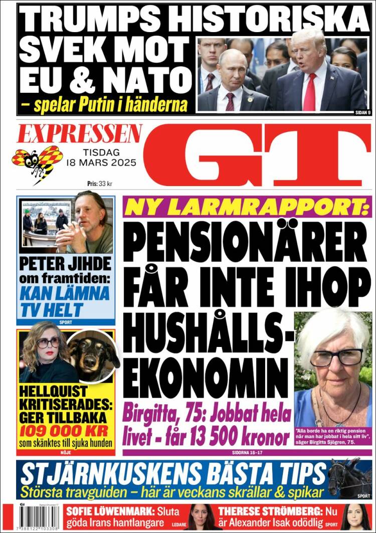 Portada de Göteborgstidningen (Suecia)