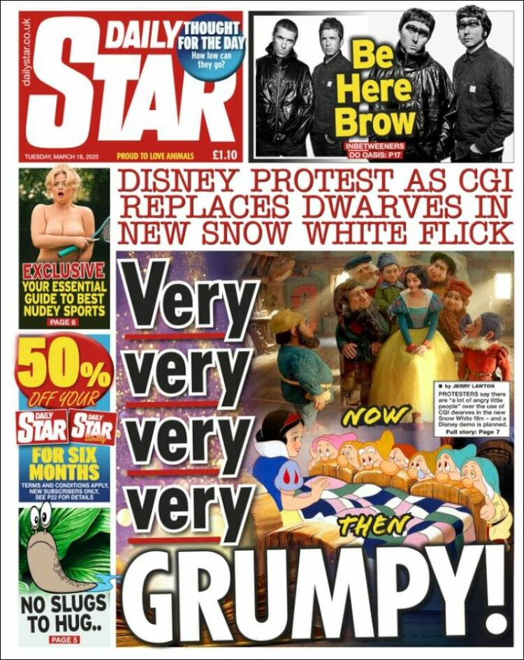 Portada de Daily Star (Reino Unido)