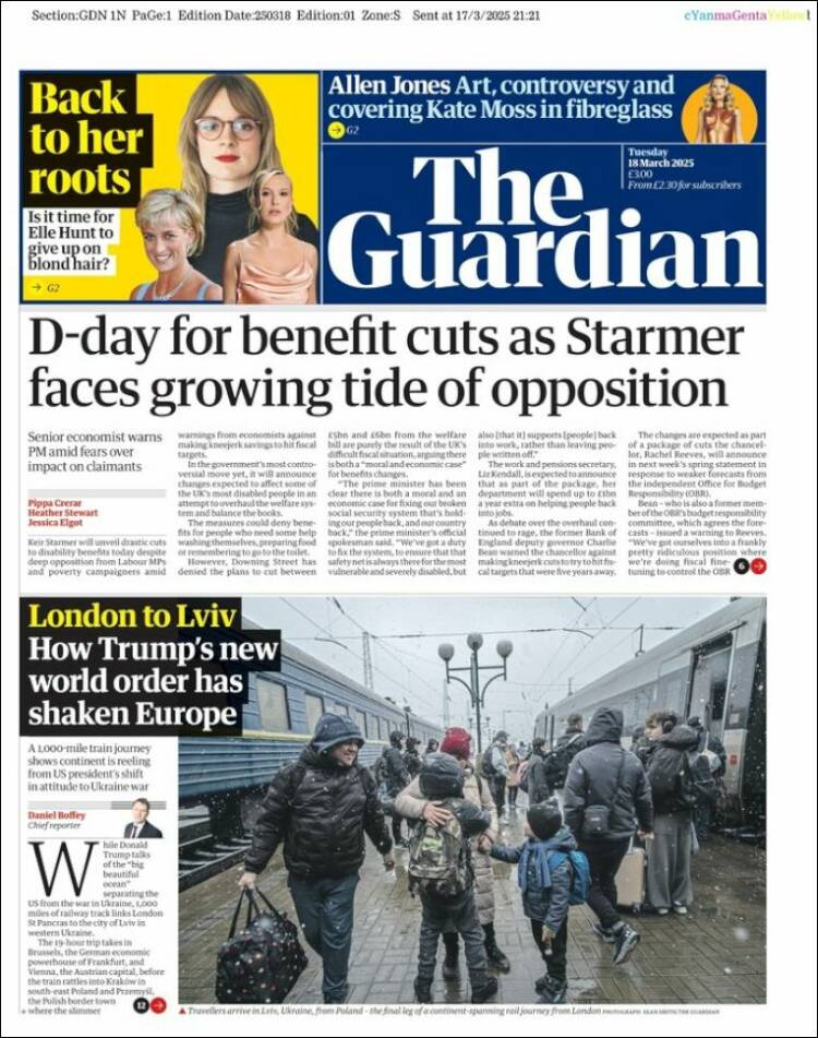 Portada de The Guardian (Reino Unido)