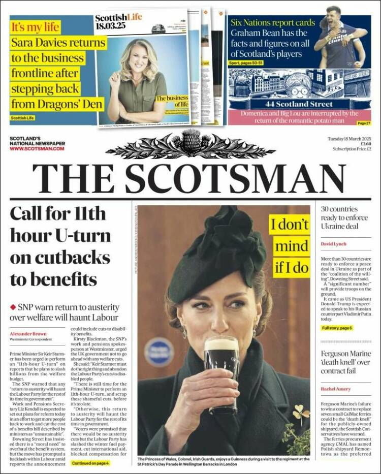 Portada de The Scotsman (Reino Unido)