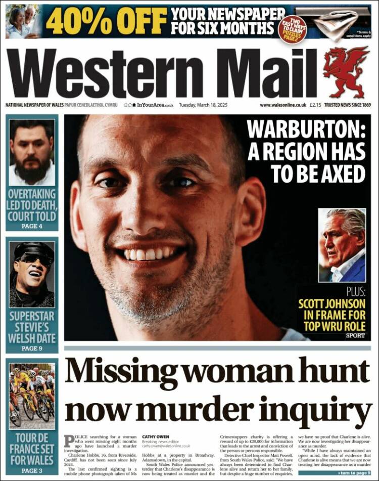 Portada de Western Mail (Reino Unido)