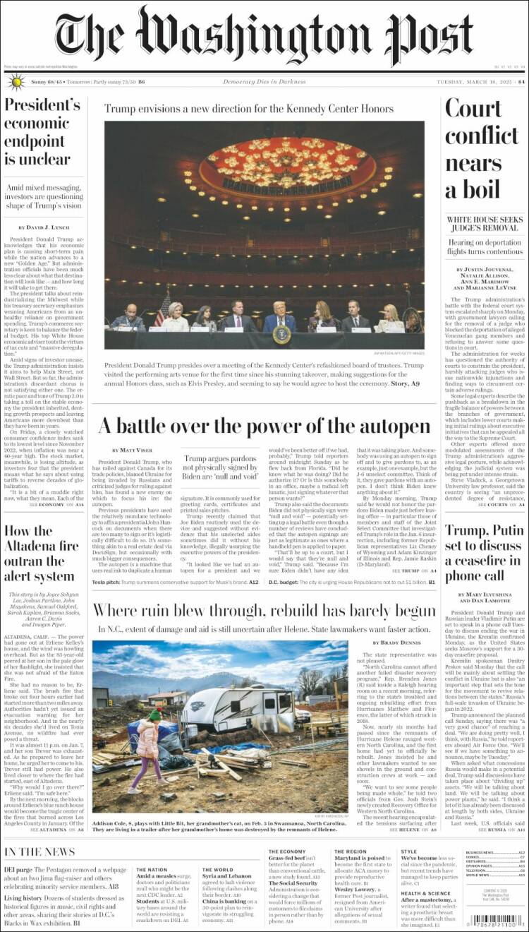 Portada de The Washington Post (USA)