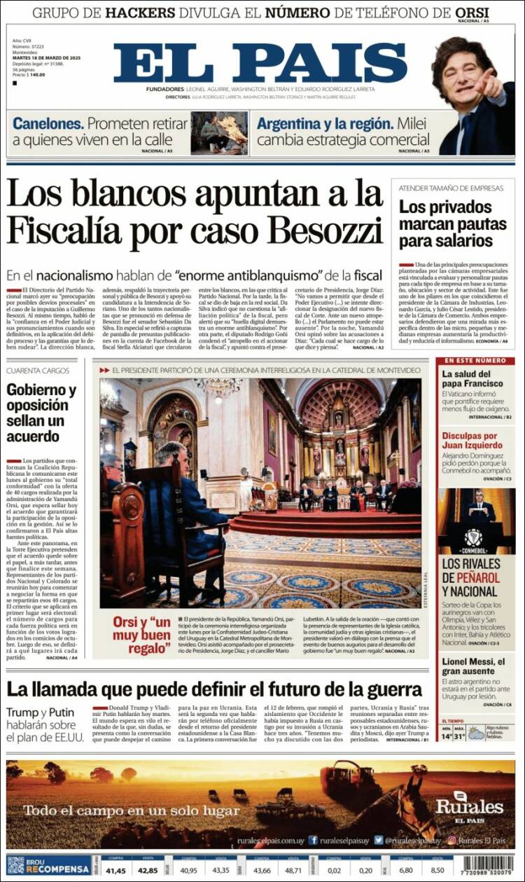 Portada de El País (Uruguay)