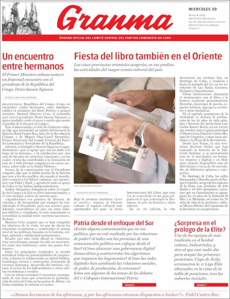 Portada de Granma (Cuba)