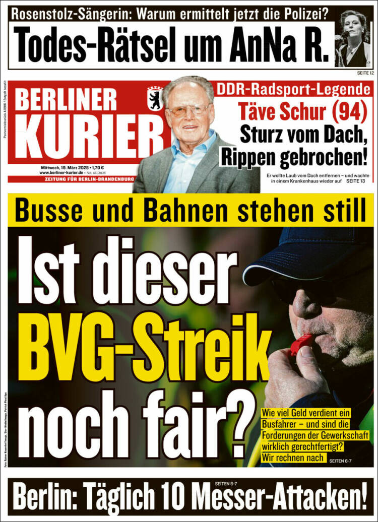 Portada de Berliner Kurier - Startseite BK (Alemania)