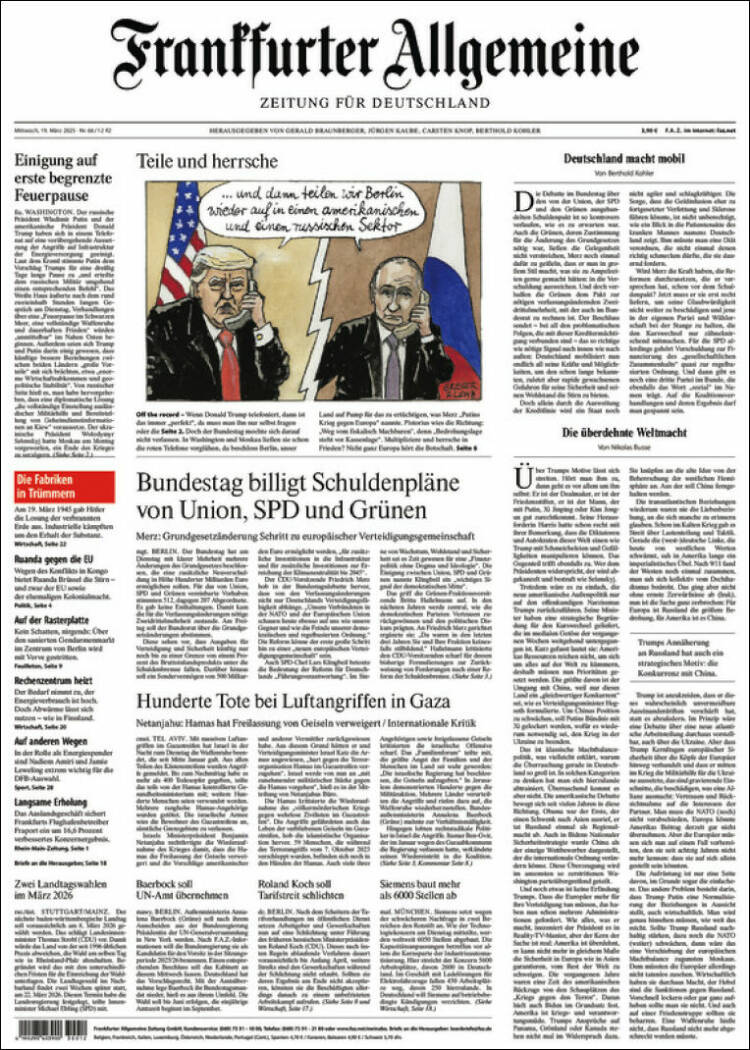 Portada de Frankfurter Allgemeine (Alemania)