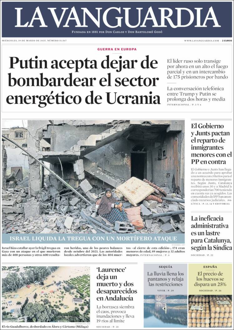 Portada de La Vanguardia (España)